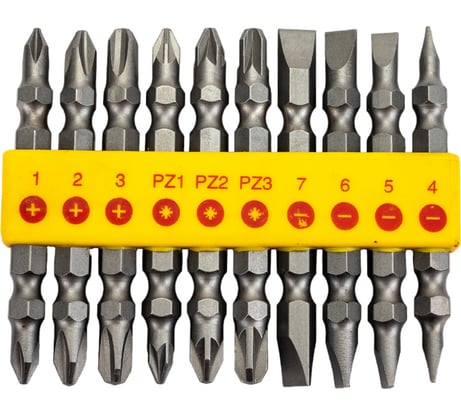 Набор бит двухсторонних (65 мм; 10 предметов; 1/4) Biber 84942 тов-160266