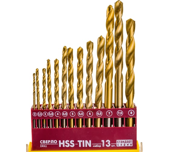 Набор сверл по металлу HSS-TIN Стандарт (13 шт; 2-8 мм) Biber 74133 тов-042029