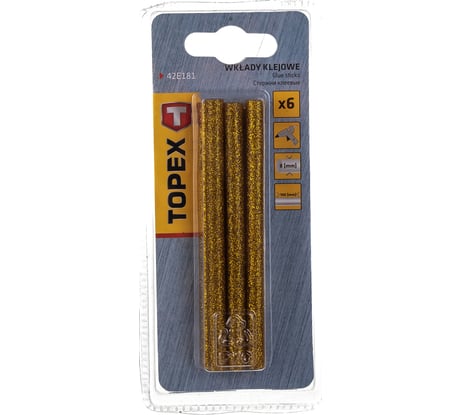 Стержни клеевые (6 шт; 8x100 мм; золотые с блестками) TOPEX 42E181