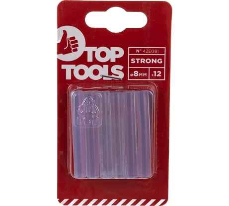 Стержни клеевые (12 шт; 8х50 мм; прозрачные) Top Tools  42E081