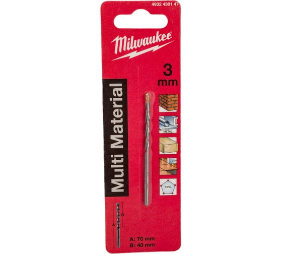 Сверло универсальное (3x40х70 мм) Milwaukee 4932430147 1