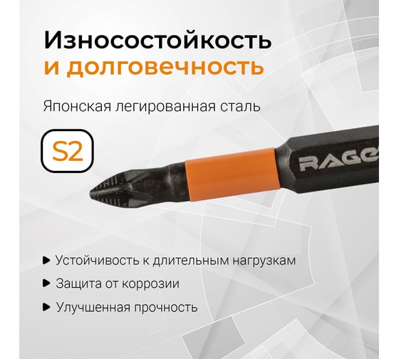 Биты магнитные PZ1, 50 мм, 2 шт, S2 rage by VIRA 554158