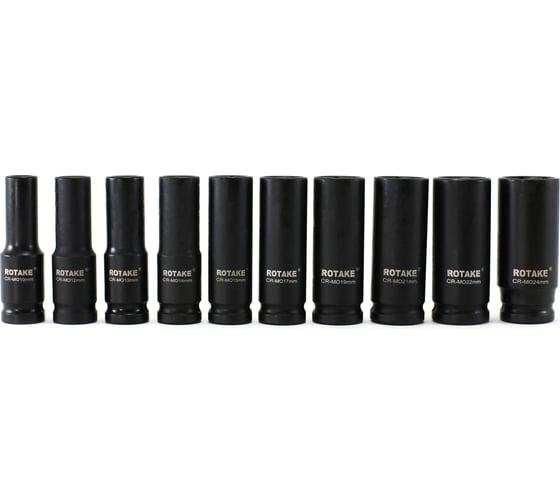 Набор ударных головок глубоких 6-гранных, 1/2"DR, 10 предметов, 10-24 мм Rotake RT-031K