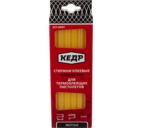Стержни клеевые желтые (11 мм; 20 см; 6 шт.) КЕДР 117-0007 54895