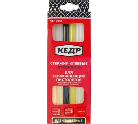 Стержни клеевые набор (11 мм; 20 см; 6 шт.) КЕДР 117-0011 54899