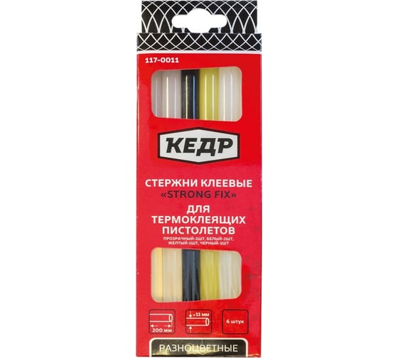 Стержни клеевые набор (11 мм; 20 см; 6 шт.) КЕДР 117-0011 54899 1