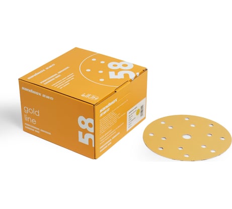 Диск шлифовальный на бумажной основе 58 GOLD ALO 15 отверстий, 150 мм, Р80, 5 шт SANDWOX 58.150.080.15.5