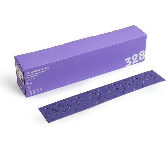 Полоски шлифовальные на пленочной основе 328 PURPLE ZIRCONIA MULTI HOLSE Р80, 70x400 мм, 5 шт SANDWOX 328.70.40.080.LC.5 1