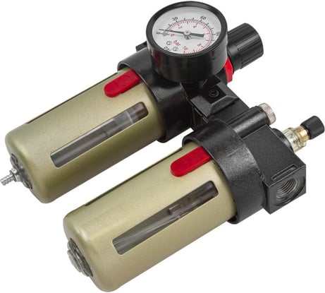 Блок подготовки воздуха 1/4" фильтр-регулятор+лубрикатор (10 Мк, 1400 л/мин, 0-10 bar, рабочая температура 5-60°) Forsage F-BFC2000(54467)