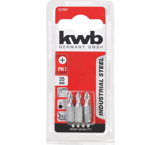 Бита PH1 25 мм INDUSTRY 3 шт. KWB 121001