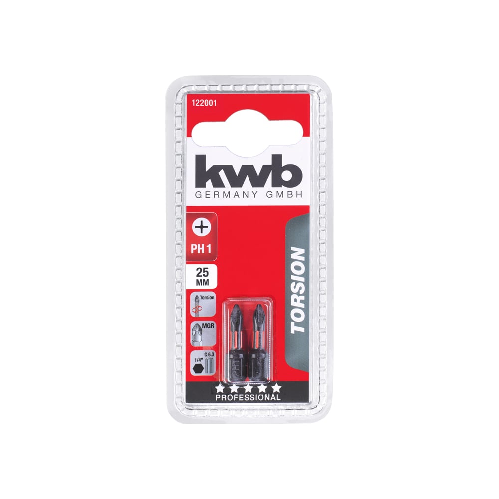 Бита PH1 25 мм TORSION 2 шт. KWB 122001 - выгодная цена, отзывы ...