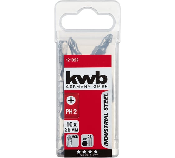 Бита PH2 25 мм INDUSTRY 10 шт. KWB 121022 1
