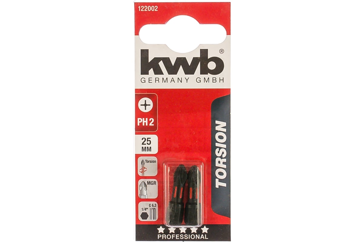 Бита PH2 25 мм TORSION 2 шт. KWB 122002 - выгодная цена, отзывы ...