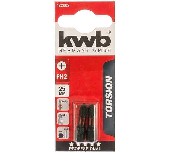 Бита PH2 25 мм TORSION 2 шт. KWB 122002