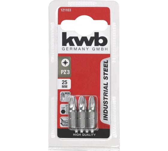 Бита PZ3 25 мм INDUSTRY 3 шт. KWB 121103