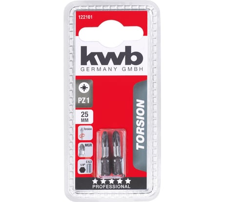 Бита PZ1 25 мм TORSION 2 шт. KWB 122101