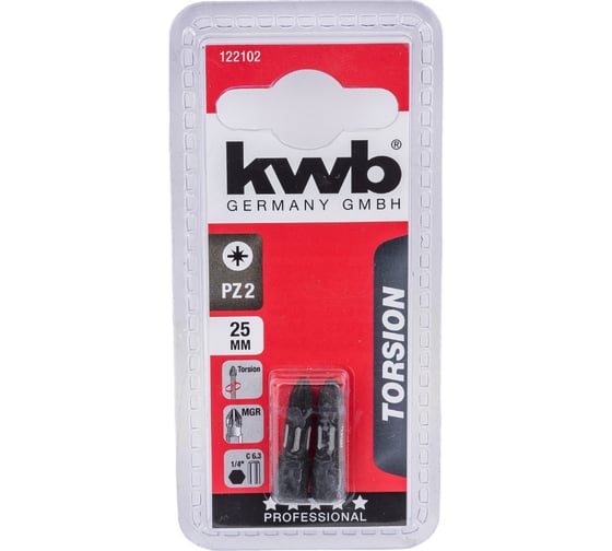 Бита PZ2 25 мм TORSION 2 шт. KWB 122102