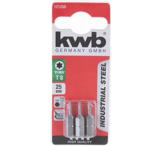 Бита TORX8 25 мм INDUSTRY 3 шт. KWB 121208