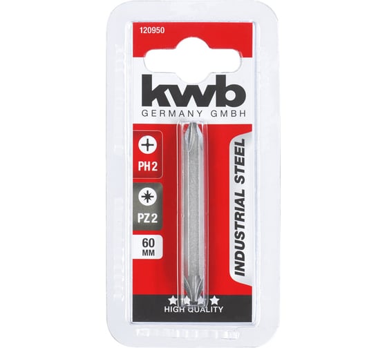Бита двусторонняя PH2хPZ2 60 мм 1 шт. KWB 120950 1