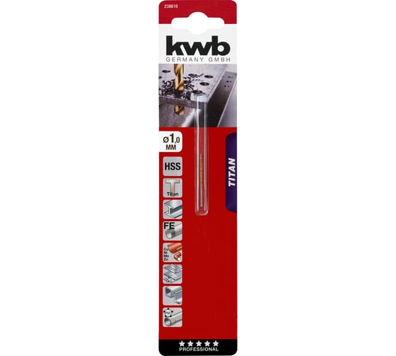 Сверло по металлу HSS 1,0 мм TITAN KWB 238-610