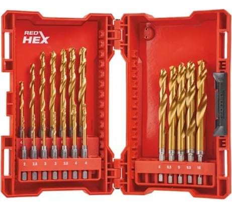 Набор сверл по металлу RedHEX HSS-G TiN 19 шт. Milwaukee 48894760