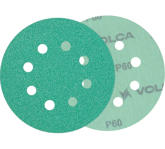 Диск абразивный на пленочной основе Emerald 125 мм, 8 отв., P60, 100 шт VOLCA 55210114006 1