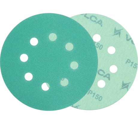 Диск абразивный на пленочной основе Emerald 125 мм, 8 отв., P150, 100 шт VOLCA 55210114015
