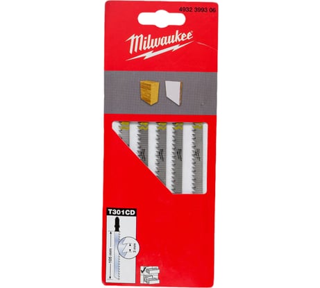 Полотно по дереву T301CD (5 шт; 105 мм) для лобзика Milwaukee 4932399306