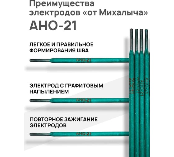Электроды сварочные АНО-21 3 мм, 1 кг от Михалыча М045