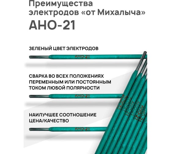 Электроды сварочные АНО-21 3 мм, 1 кг от Михалыча М045