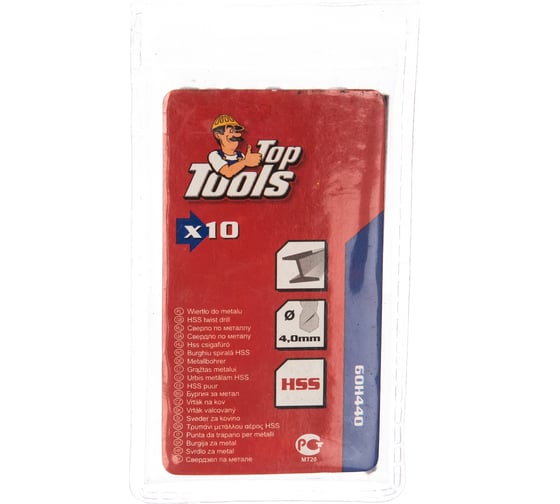 Сверло по металлу HSS (10 шт; 4 мм) Top Tools 60H440