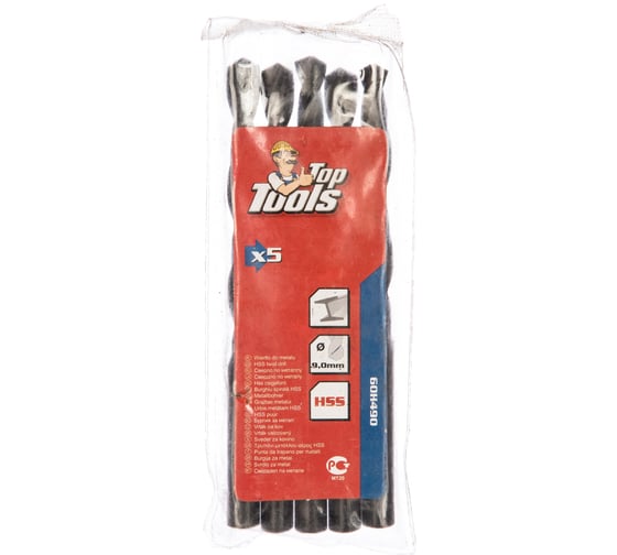 Сверло по металлу HSS (5 шт; 9 мм) Top Tools 60H490