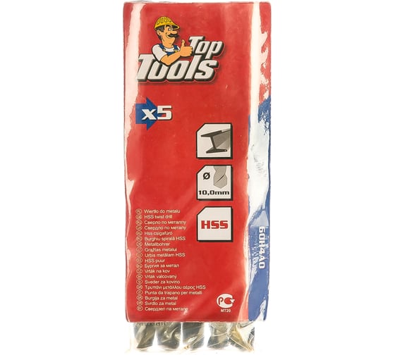 Сверло по металлу HSS (5 шт; 10 мм) Top Tools 60H4A0
