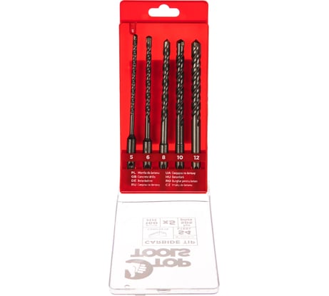 Набор буров S4 по бетону (5 шт; 5-12x160 мм; SDS Plus) Top Tools 60H615