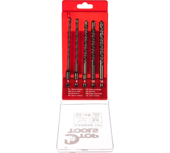 Набор буров S4 по бетону (5 шт; 5-12x160 мм; SDS Plus) Top Tools 60H615