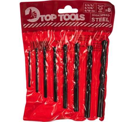 Набор сверл по металлу HSS (8 шт; 3-10 мм) Top Tools 60H708