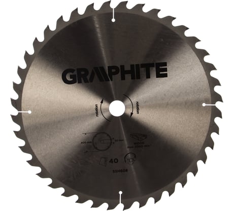 Диск отрезной по дереву (400x30 мм; 40 зубьев) GRAPHITE 55H608