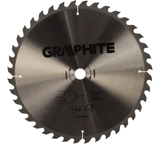 Диск отрезной по дереву (400x30 мм; 40 зубьев) GRAPHITE 55H608 1