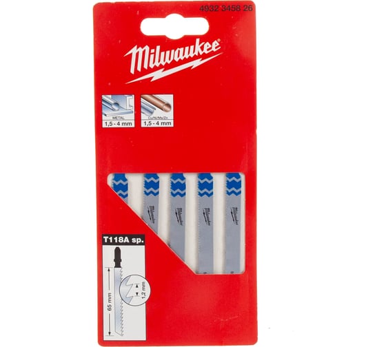 Полотна для лобзика T118A (66 мм, шаг 1.2 мм, 5 шт.) Milwaukee 4932345826 1