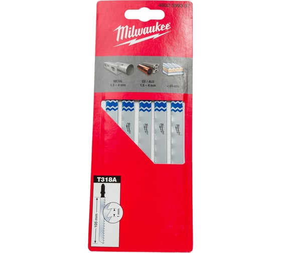 Полотна для лобзика T318A (105 мм, шаг 1 мм, 5 шт.) Milwaukee 4932399307 1