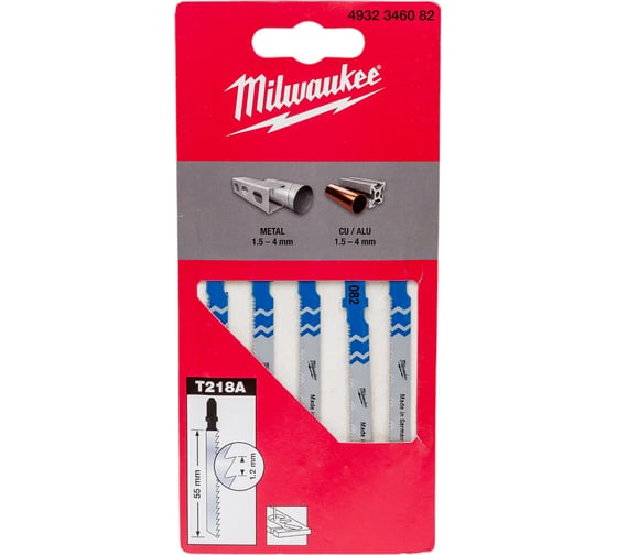 Полотна для лобзика T218A (55 мм, шаг 1.2 мм, 5 шт.) Milwaukee 4932346082 1