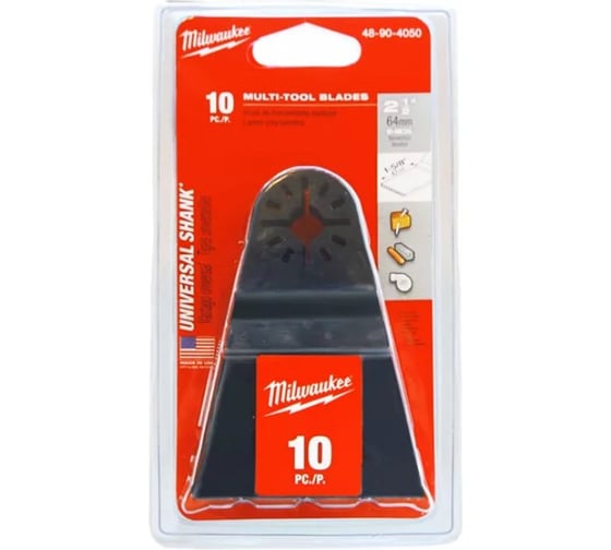 Полотно для мультитул для резки металла, дерева, пластика и фибергласа, 64 мм, 10 шт. Milwaukee 48904050 1