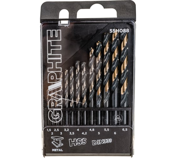 Набор сверл по металлу HSS-CNC Pro-Tec (13 шт; 1.5 - 6.5 мм) GRAPHITE 55H088