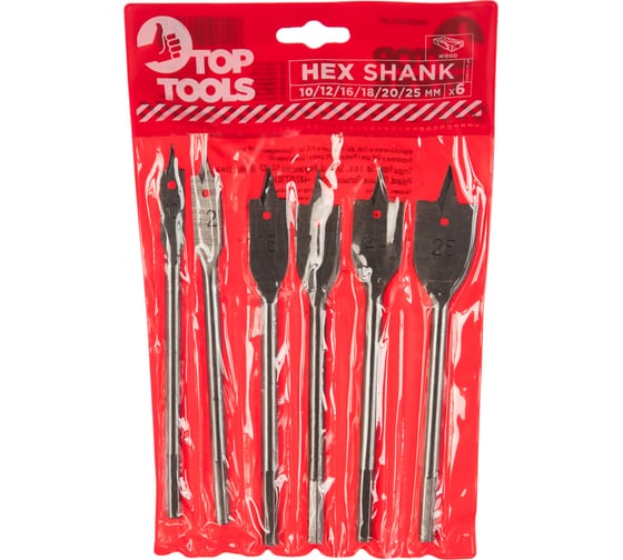 Набор сверл по дереву (6 шт; 10-25 мм) Top Tools 60H860