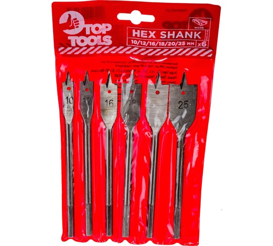 Набор сверл по дереву (6 шт; 10-25 мм) Top Tools 60H860