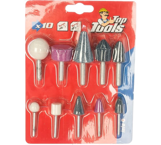 Набор камней шлифовальных, 10 шт. Top Tools 60H006