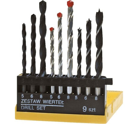 Набор сверл металл/бетон/дерево (9 шт; 5-8 мм) Top Tools 60H009