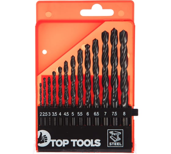 Набор сверл по металлу (13 шт; 2-8 мм; HSS) Top Tools 60H718