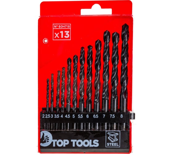 Набор сверл по металлу (13 шт; 2-8 мм; HSS) Top Tools 60H718