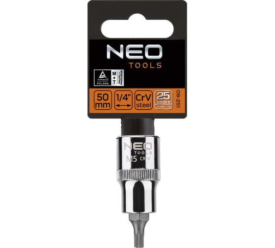 Головка торцевая с битой-вставкой Spline (M5; 55 мм; 1/2"DR) NEO Tools 08-730